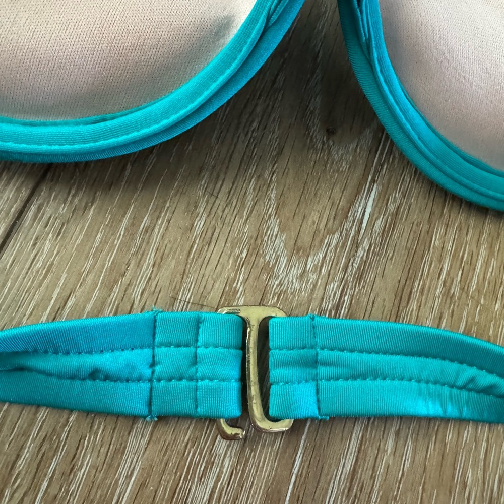 Mossimo Y2K Turquoise Halter Push Up Bikini Top, size Small - Picture 5 of 7